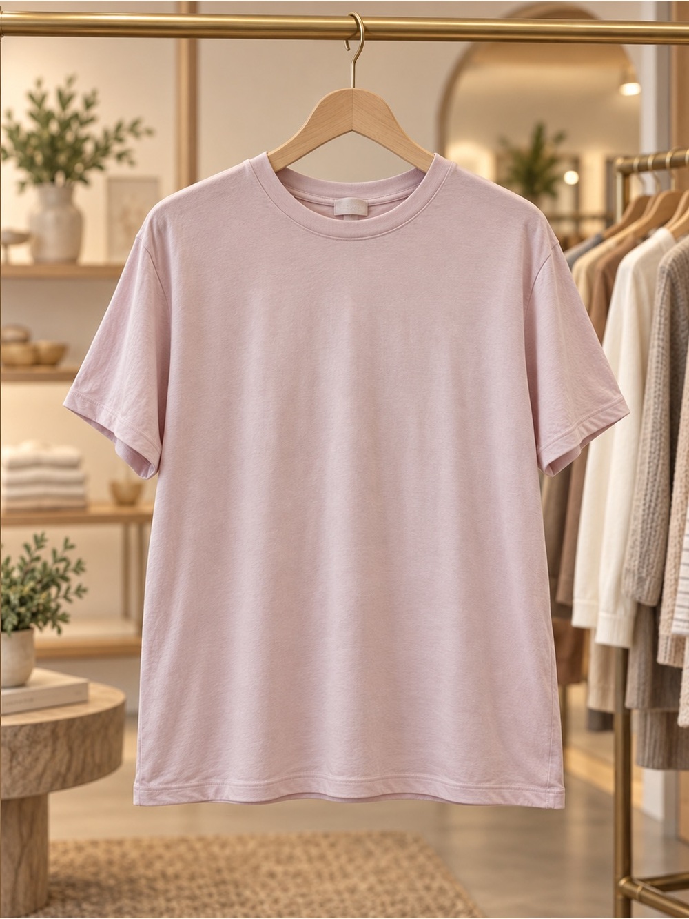 SKIMS Short Sleeve Crew Tee in Pale Pink